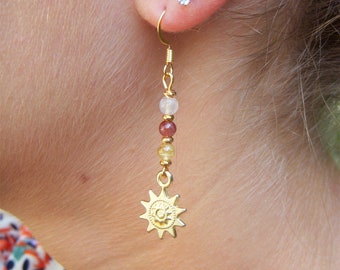 Rutilated Quartz Earrings I Natural Stone Earrings I Sun Earrings I Original Women's Gift.
