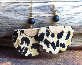 Leopard print eco-leather earrings. Original and trendy women's earrings. Gift for her.