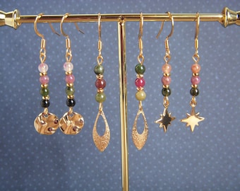Tourmaline earrings I Natural stone earrings I Original women's gift I October stone I Gift for her
