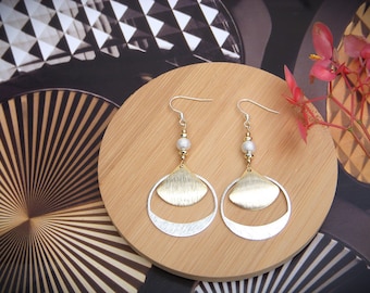 Gold and silver earrings, party or evening earrings, original women's Christmas gift.