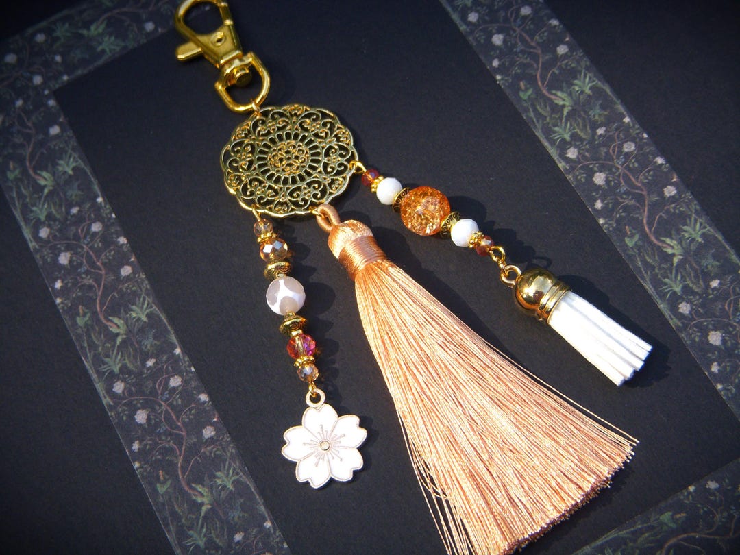 Bag Jewelry I Key Ring I Car Jewelry I Caramel and Gold Bag Jewelry I ...