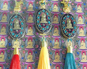 Bag charm. Key ring. Car jewelry. Original bag charm with large Nepalese Buddha bead. Original Christmas gift.