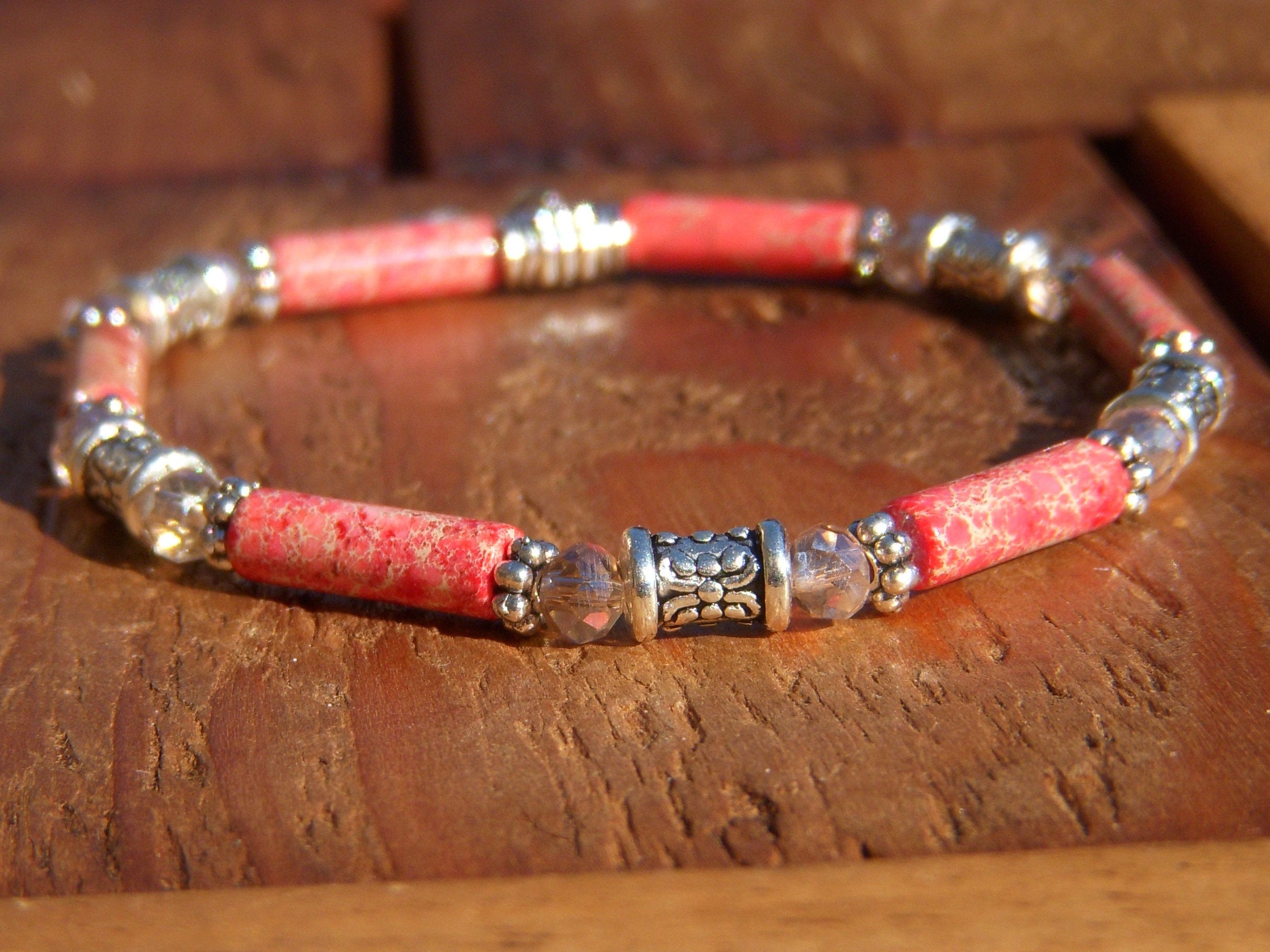 Bracelet femme tendance en jaspe impérial, bracelet fin en pierre