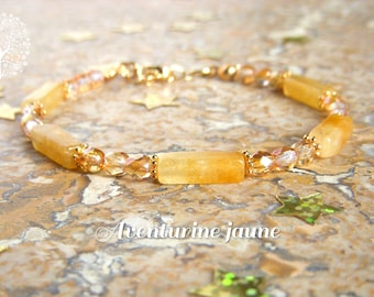 Yellow Aventurine bracelet I Natural stone bracelet I Gold plated bracelet I Women's gift I Original Christmas, birthday gift.