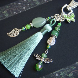 Bijoux de sac I  Porte clef I Bijoux de voiture I  bijou de sac aventurine verte I Cadeau femme original,  Cadeau de Noël I Cadeau maîtresse