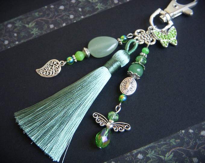 Featured listing image: Bag charm I Key ring I Car jewelry I Green aventurine bag charm I Original women's gift, Christmas gift I Teacher gift