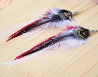 Feather earrings. Original earrings. Natural feather earrings. Boho chic earring.