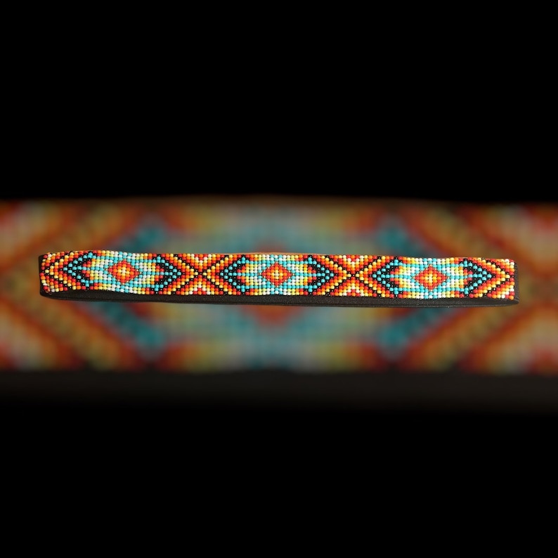 Indigenous Beadwork Headband Multicolored Geometric Pattern - Etsy