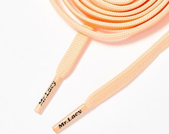 Laces Mr Lacy Pastel Peach, Flat Premium Shoelaces high quality