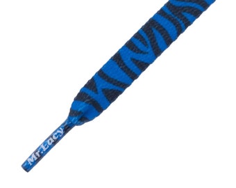 Laces Mr Lacy Printies Flat Printed Shoelaces Royal Blue Zebra high quality