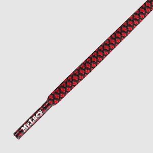 Mr Lacy Ropies lacci intrecciati rotondi rossi neri due colori lacci per scarpe premium 130 cm