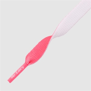 Mr Lacy Clubbies Flat White/Neon Pink pair of shoelaces - different color each side 130 cm