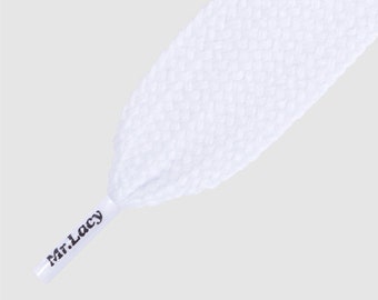 Shoelaces Mr Lacy Fatties White ,Flat Fat Wide White Lace 25 mm, 130 cm Premium Laces