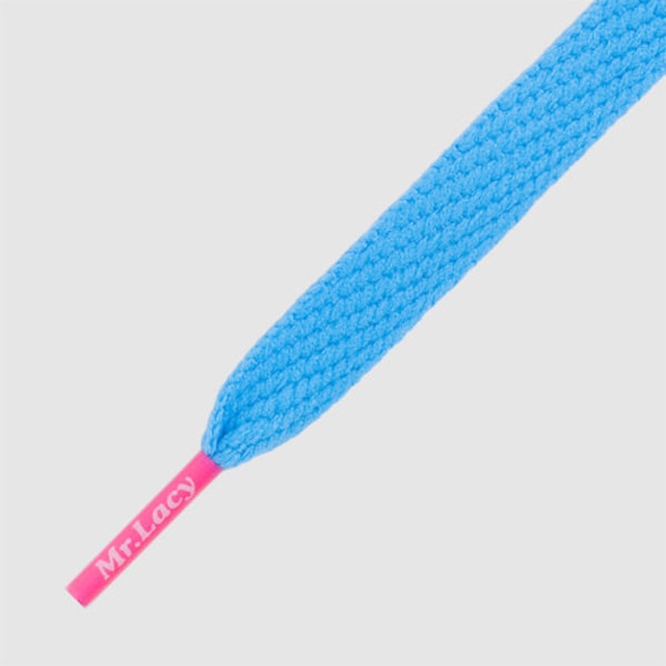 Shoelaces Mr Lacy Flatties Color Tip Mellow Blue Neon Pink, Premium Laces
