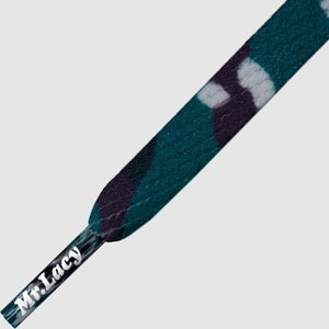 Cadarços Mr. Lacy Smallies estampados em camuflagem verde, cadarços curtos planos de qualidade premium