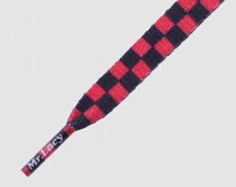 Laces Mr Lacy Printies Flat Printed Shoelaces Checkered Black/Red high quality
