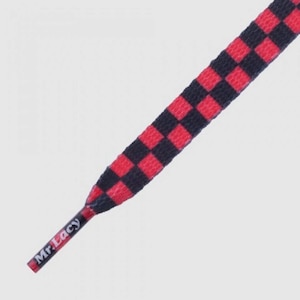 Lacci Mr Lacy Printies Flat Printed Shoelaces Checkered Nero / Rosso alta qualità