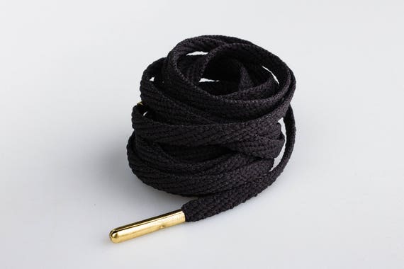 Premium Laces Flat Black Lace with Gold Metal Tip Laces Mr Lacy Skinnies