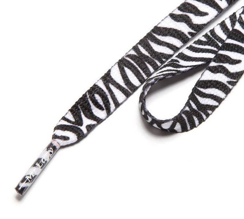 Laces Mr Lacy Printies Flat Printed Shoelaces Zebra Black / White High