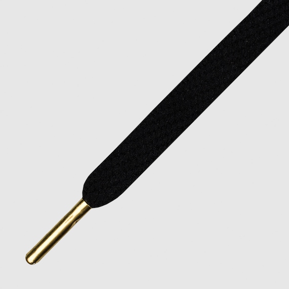 Laces Mr Lacy Flatties Premium Laces Flat White Shoelace with Gold Metal Tip