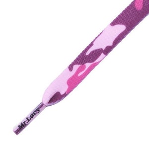 Laces Mr Lacy Printies Cadarços estampados planos rosa camuflado de alta qualidade