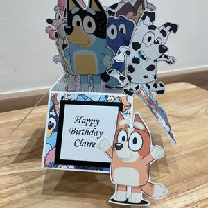 Bluey dog cartoon Pop Up Birthday Card