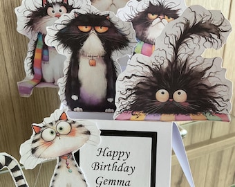 Comical funny cat Pop Up box Birthday card