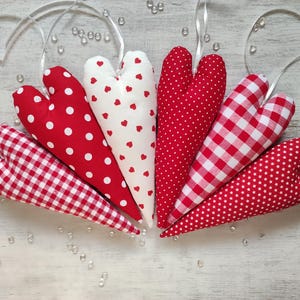 XL fabric hearts in red / white for decoration heart made of fabric