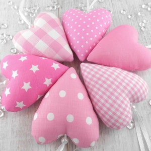 Stoffherzen in rosa / weiß zur Deko Herz aus Stoff diverse Stückzahlen