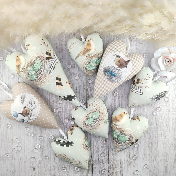 Fabric hearts sewn from acufactum fabric nested heart for decoration