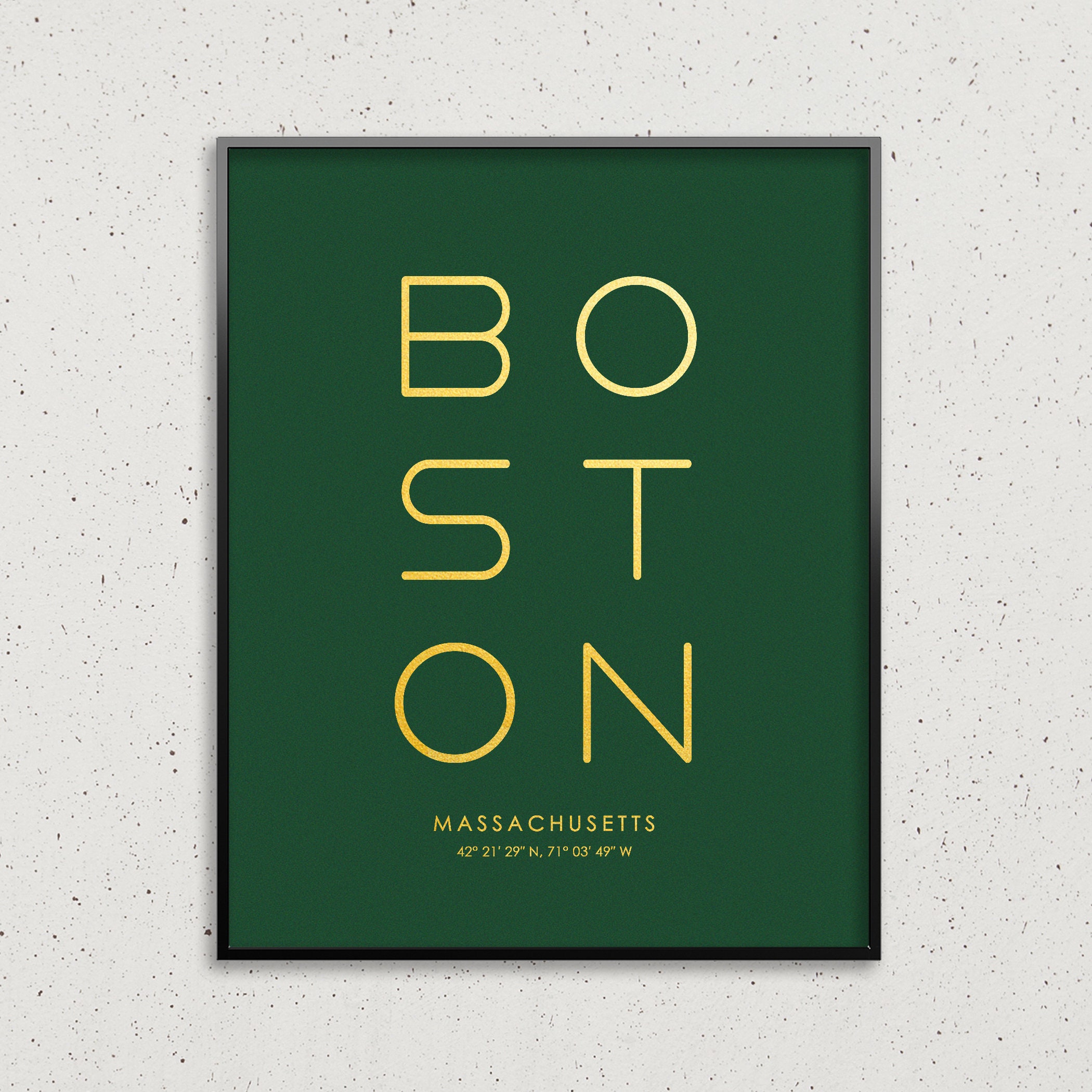 Boston Typography poster Boston gold & silver foil print Etsy