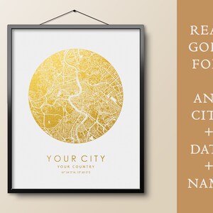 personalized artwork map gift for wedding couple Real gold foil print of Azerbaijan wall art decor framed poster BAKU city map print