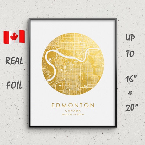 EDMONTON CITY MAP Fine Art Map Poster Modern Alberta Etsy Canada