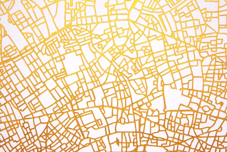 Modern Map Art Minimalist Painting Gold Acrylic Fine Art Etsy