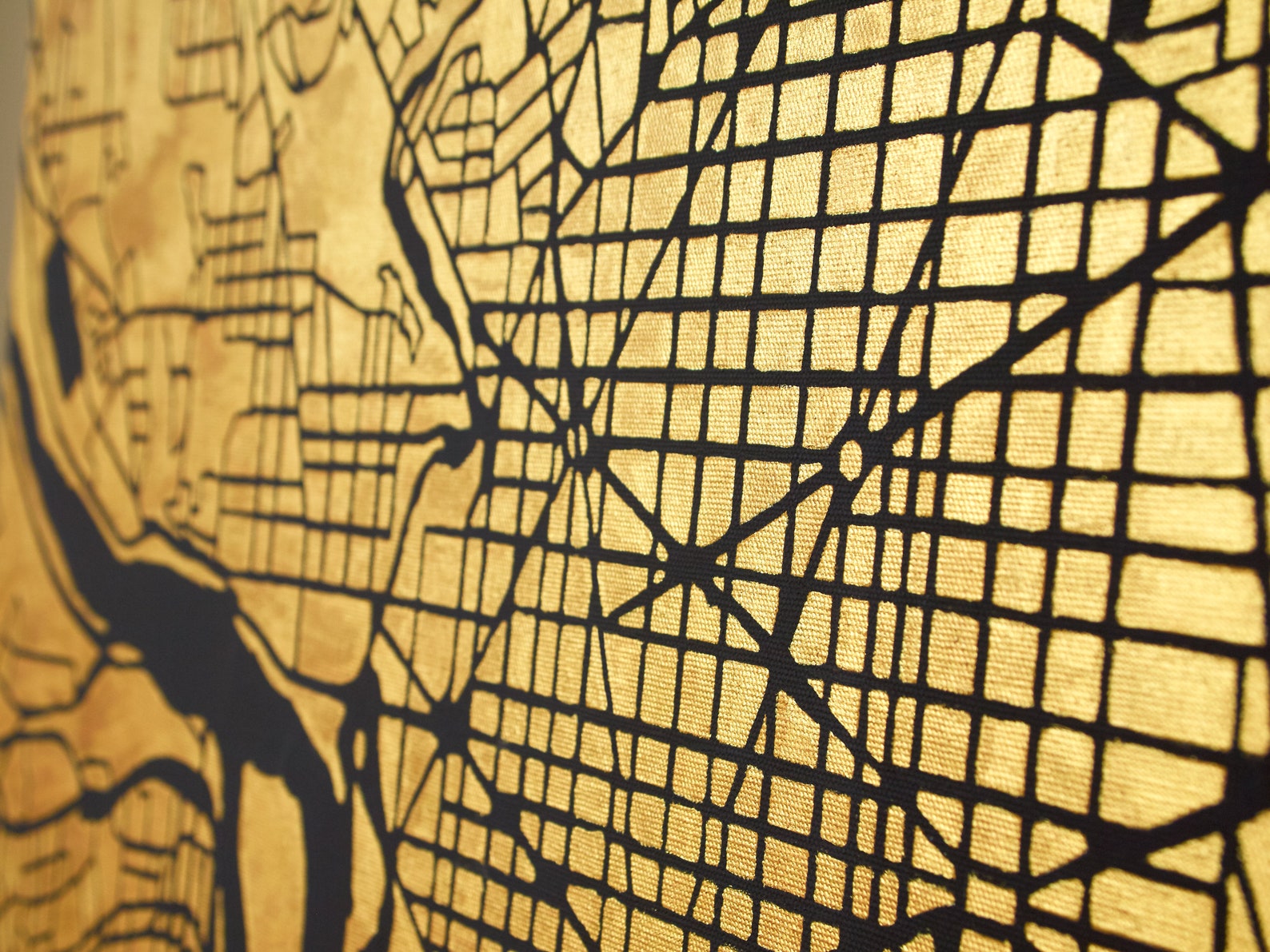 Modern Map Art Minimalist Painting Gold Acrylic Fine Art Etsy