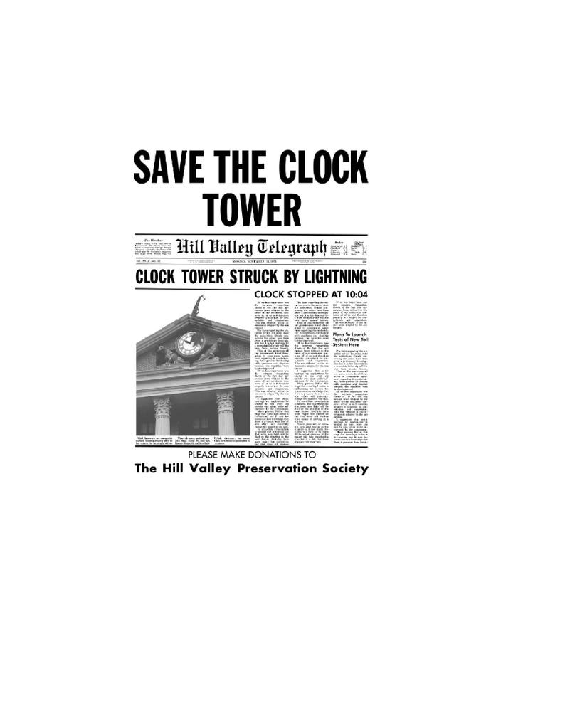 Back to the Future BTTF Save the Clock Tower Flyer Poster Etsy