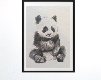 Panda Bears Watercolor Painting Print Giclee 14 X 11 Etsy
