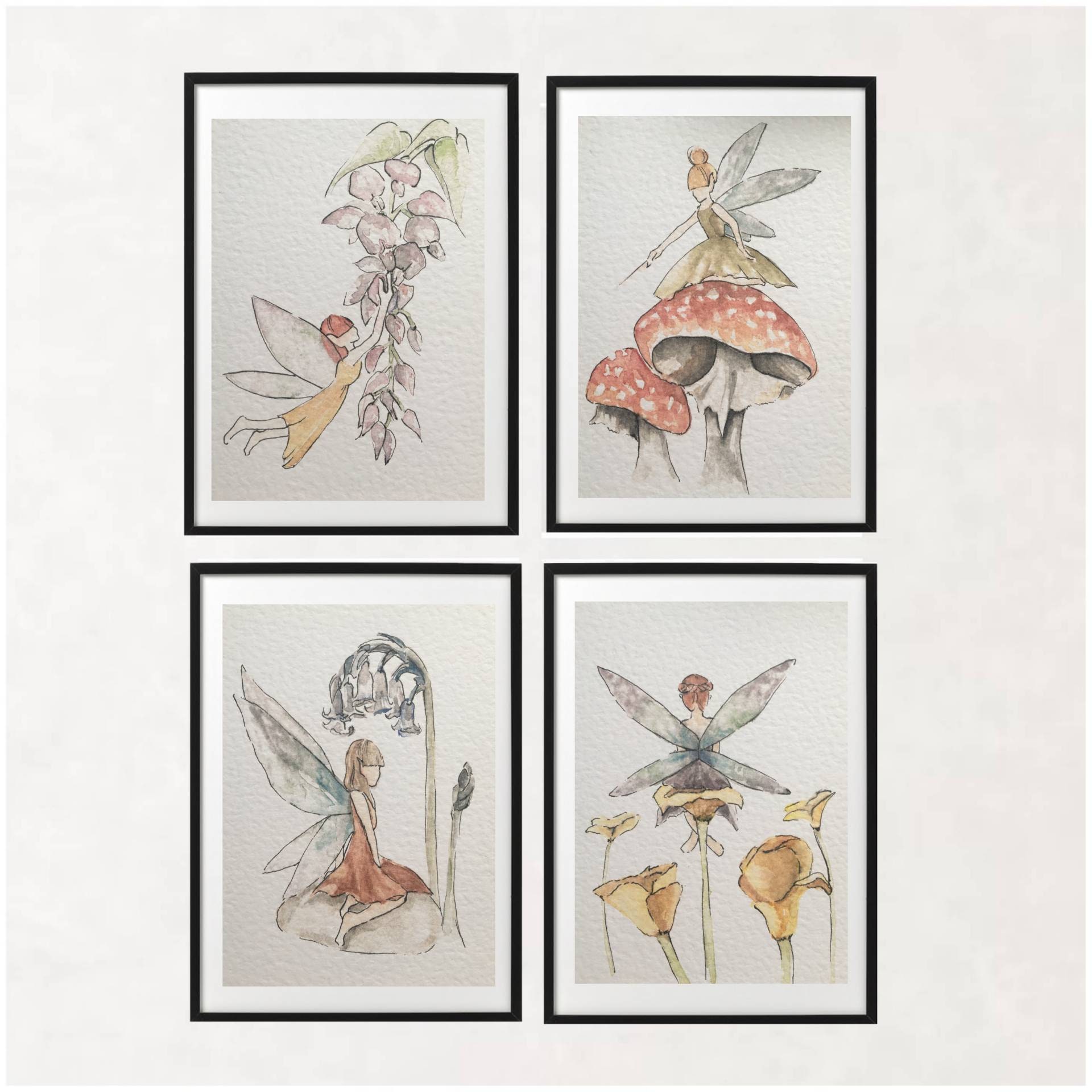Set of 4 Fairy Prints/ Watercolour Fairies/ Nursery Art/ Kids Etsy