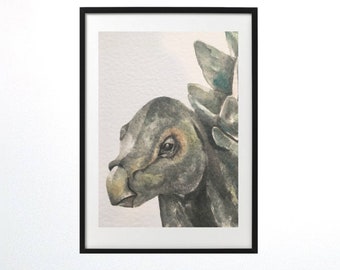 Baby dinosaur/ stegosaurus/ nursery art/ kids room/ watercolour print/ boys girls room/ dinosaur decor