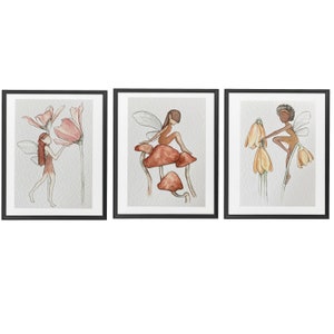 Set of 3 prints/ fairy art/ whimsical/ enchanted woodland/ magical forest/ fairies/ blm art/ antiracism art kids/ nursery decor/ united kids