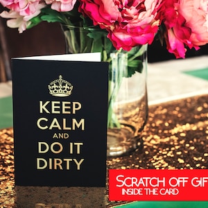BDSM scratch off Birthday or anniversary card for him or her "Keep calm and do it dirty". Kinky and dirty love card.
