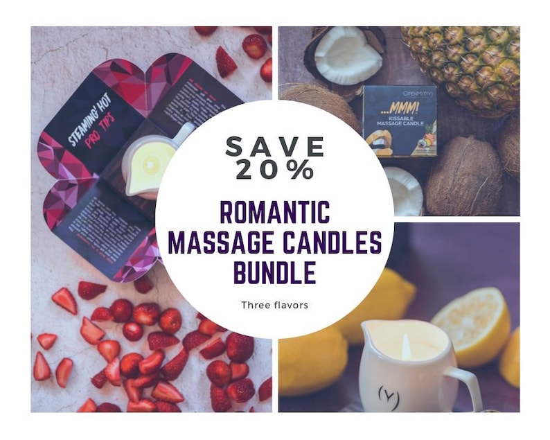 Romantic Massage Candles Bundle of Three Flavors Strawberry Etsy