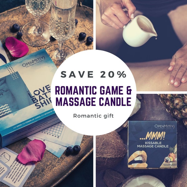 Anniversary date idea - romantic game + kissable massage candle makes a romantic gift for couple