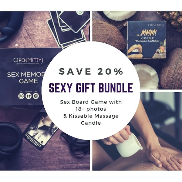 Sexy gift bundle – massage candle + Sex Board Game with erotic photos