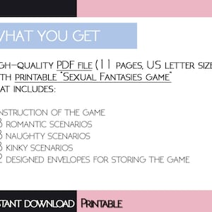 Sexual Fantasies Game Printable Game for Couples - Etsy