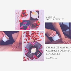 Edible massage oil candle, sexy gift for him, relaxing and romantic Valentines day gift image 4