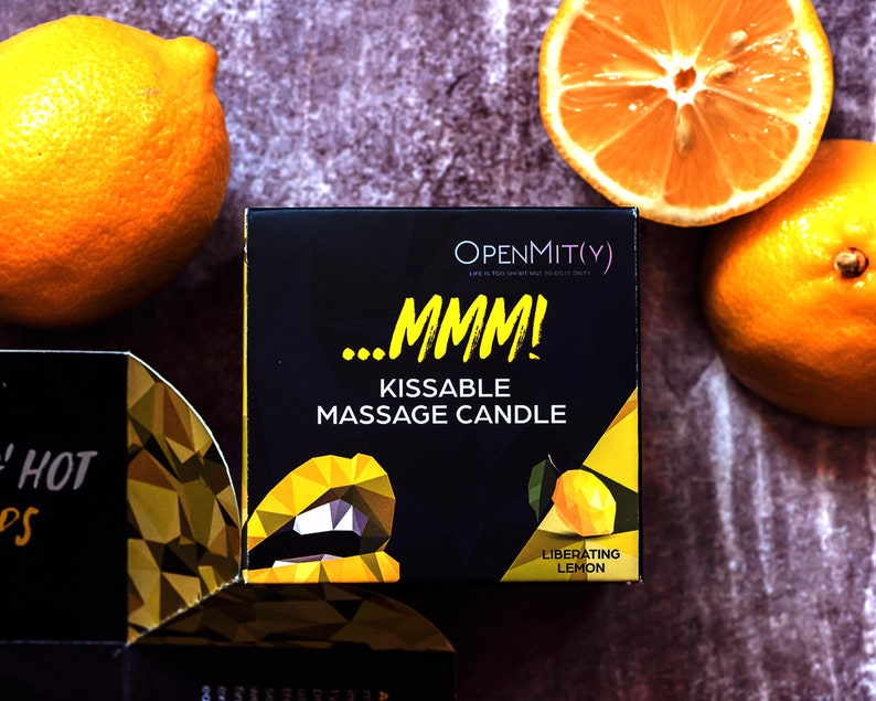 Sexy candle for a romantic massage with a low melting point, sexy gift for him Lemon