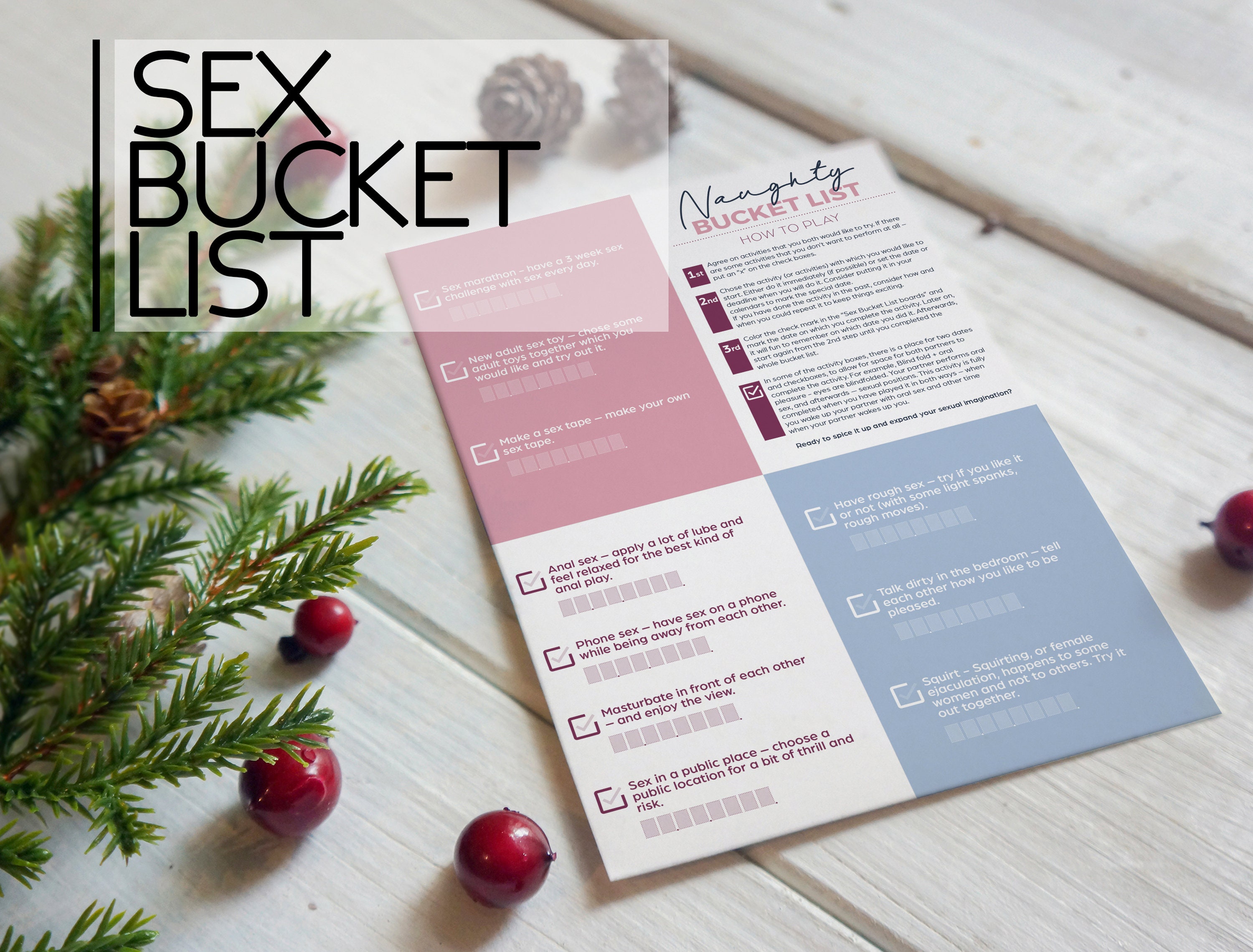 Sex Bucket List Printable Game for Couples photo