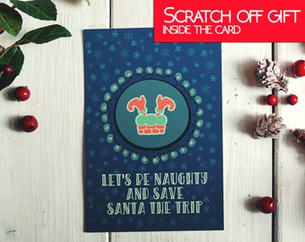 Naughty Christmas card with scratch-off for him or her