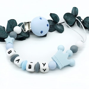 Personalized pacifier clip, boy, silicone, pacifier clip, first name of your choice